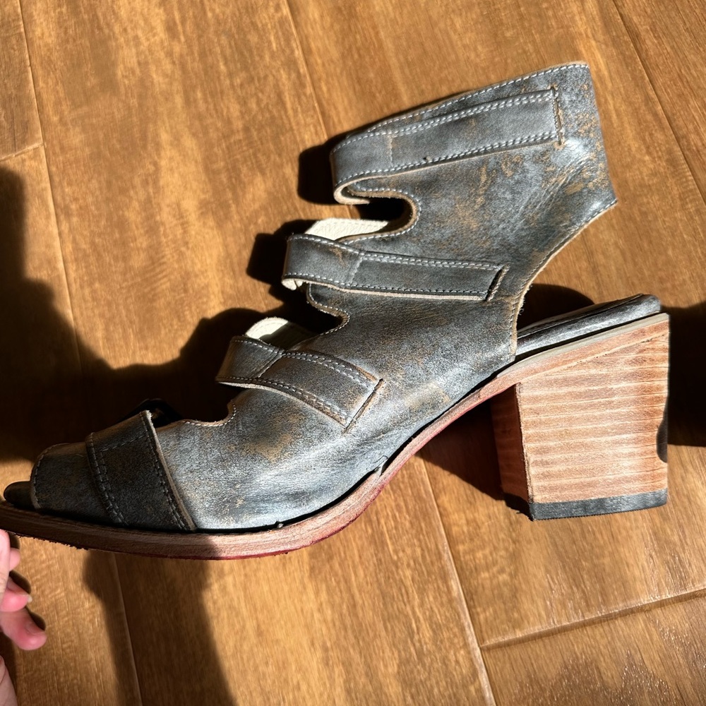 Freebird Distressed Brown Ankle Booties with Buckles - Picture 4 of 11